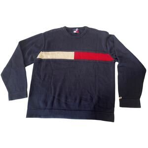Vintage Y2K 2000s Tommy Hilfiger Jeans Big Logo Knit Sweater Size Men's XL